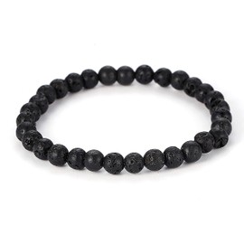 SIMPLÍ BASIC Natural Black Lava Healing Gemstone Bracelet 6mm Bead | Womens & Mens Bracelets | Grounding | Stress Relief | Inc Gift Box