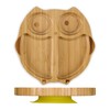 Relaxdays Bamboo Baby Plate with Suction Cup Owl Design, Non-Slip,