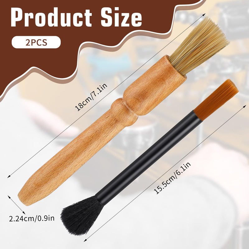 2 Pack Coffee Grinder Brush, Coffee Grinder Cleaning Brush Wooden