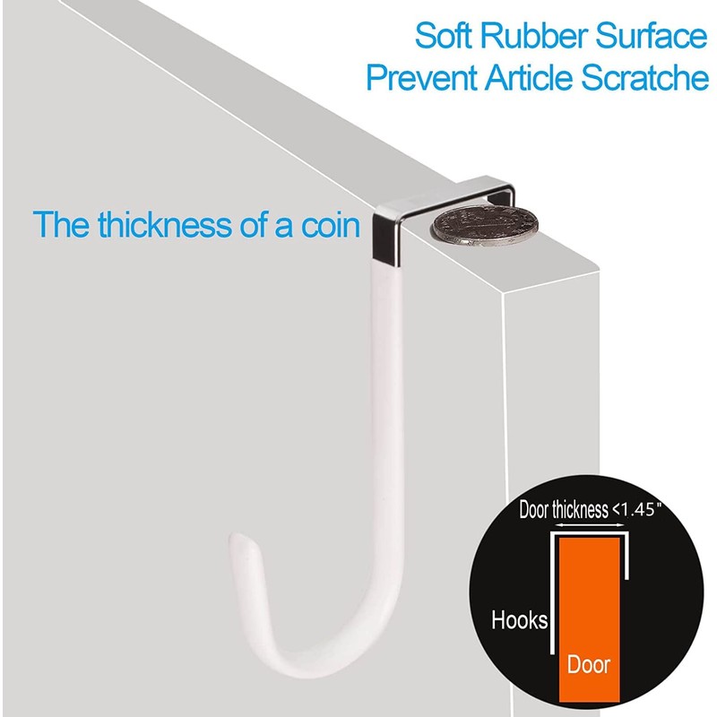 Over The Door Hook White -3Pcs Stainless Steel The Door