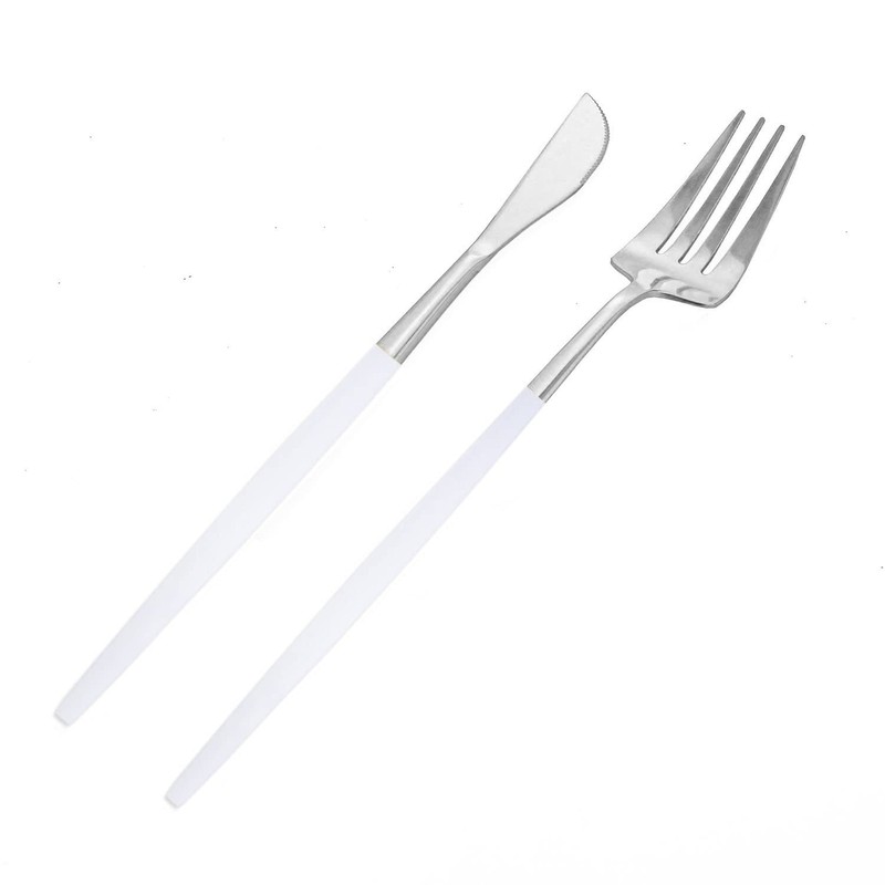 Dnalrhoi 24-Piece Korean White Silver Silverware Sets Mirror Polished Stainless
