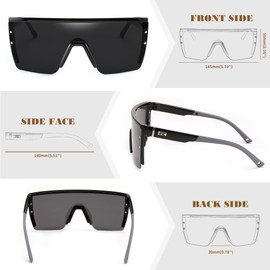 FEISEDY Sunglasses Mens Polarized Women Oversized Flat Top Square Cycling Fishing Golf Hiking Vintage Sun Glasses B2367