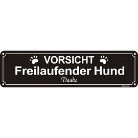 Acuxiaza Freilaufender Hund Sign Warning Sign Dog: 30 x 8 cm Reflective Aluminium Metal Caution Caution Dog Sign Warning Fence Warning Dog Signs Warning of the Dog Signs