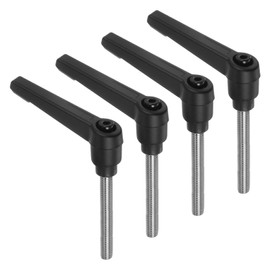 sourcing map 4pcs Clamping Lever Handles, M6 x 50mm 304 Stainless Steel Threaded Male Stud, Adjustable Handles Locking Quick Release Ratchet Push Button Bolt Knobs, Black
