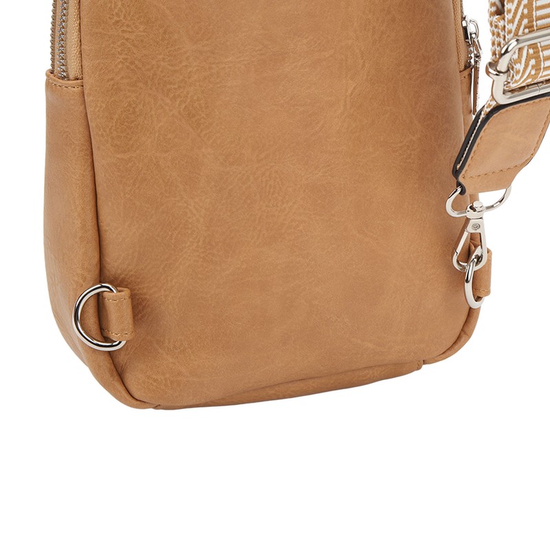 Sling Bag Shoulder Backpack Retro Zipper Multiple Compartments Widened Strap