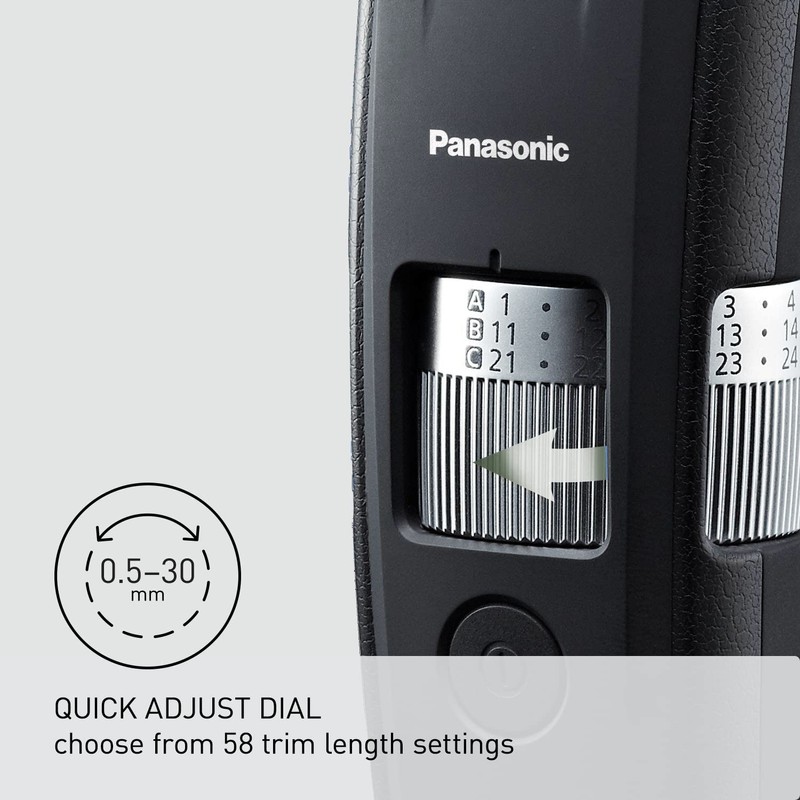 Panasonic Long Beard Trimmer for Men, 58 Length Settings and