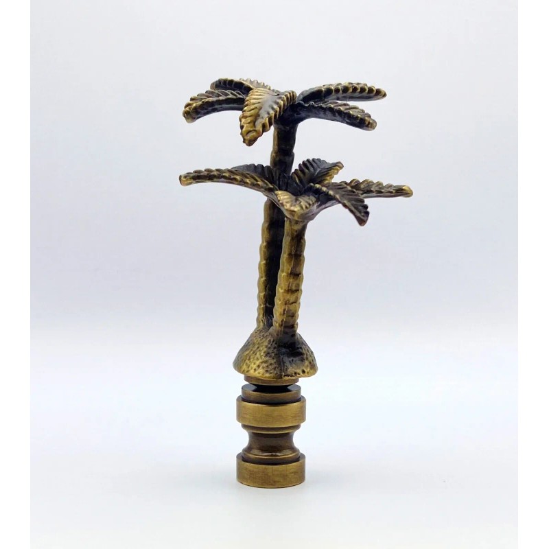 Lite Accents Lamp Finial-COCONUT PALM TREE-Aged Brass Finish, Highly detailed
