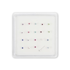 Pack of 20/10 Colour 925 Sterling Silver Claw Set Nose Studs