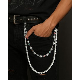 Layered Chain for Men Women Flower Pants Wallet Chain Jeans Chain Wallet Chain Layered Pocket Chains Keychain Chain Punk Jewelry SV