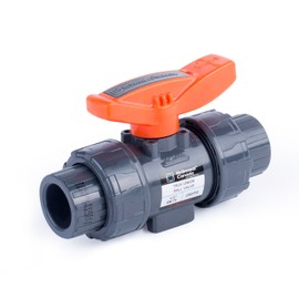 HYDROSEAL Kaplan 1/2" PVC True Union Ball Valve with Full Port, ASTM F1970, EPDM O-Rings and Reversible PTFE Seats, Rated at 200 PSI @73F, Gray, 1/2 inch Socket (1/2")