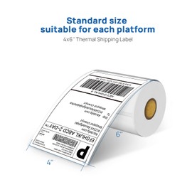 POLONO Genuine 4"x6" Direct Thermal Shipping Labels, Perforated Postage Shipping Labels Compatible with POLONO PL80E, PL70E and PL60 Label Printer, Permanent Adhesive, Commercial Grade, 200 Pack/Roll