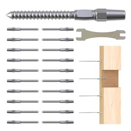 RiaYer 10 Pair Deck Cable Railing Kit with Wire System, 1/8" T316 Stainless Steel Cable Railing Hardware System, Invisible Crimp Fitting for Wood Post with Right&Left Handed Thread Swage Lag Screws
