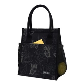 Fmeida Insulated Lunch Bag Women, Butterfly Womens Lunch Bag, Aesthetics Lunch Bag Small, Reusable Adult Lunch Cooler Bag for Work College Picnic Beach | Front&Side&Interior Pockets