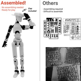 Assembled T13 Action Figure with Stand, 3D Printed Dummy 13 Action Figure Assembled, Fully Articulated Robot, Easy 13 Action Figure, Accessories Included, Stop Motion Animation, Gift