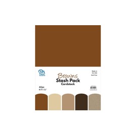 PA Paper Accents Stash Pack Cardstock Pack 8.5" x 11" Browns, colored cardstock paper for card making, scrapbooking, printing, quilling and crafts, 65lb., 40 pieces