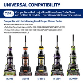 ZITFRI Replacement Belt Set for Bissell ProHeat 2X Revolution Pet Pro Carpet Cleaner 1986, 1548, 2007, 1551, 1964 – Replaces 1606428, 1611129, 1611130 – 3 Types: Flat, Brush and Gear Belt (3-Pack)