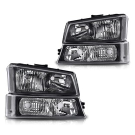 ANDPLAY Headlights Fit Chevy Avalanche 1500 2500/Fit Chevy SIlverado 1500 2500 3500 2003 2004-2006/Fit Chevy SIlverado 1500 2500 3500 Classic 2007 Clear Lens Black Housing Clear Reflector