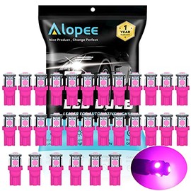 Alopee 30-Pack 194 LED Bulb Pink/Purple, Wedge T10 LED Bulb 5SMD 5050 Chips, 168 LED Bulb, 921 2825 LED Bulb W5W 158 501 LED Lights for Car Interior Dome Map Door Light License Plate Light DC 12V