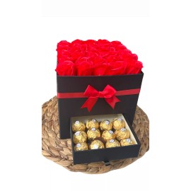 25 soap roses with chocolate