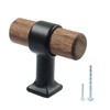 Piutouyar 4 Pack Walnut Cabinet Pulls, Single Hole Wood Drawer