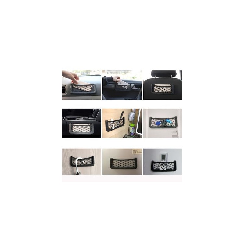 車用 収納ポケット 19.2 x 8cm NAKAMARU 車内収納ネット スマホ収納 小物入れ メッシュ