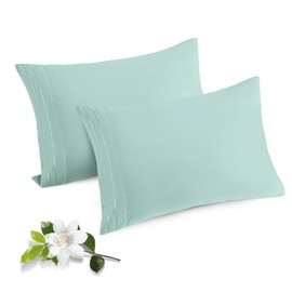 Horbaunal 2 Pack Microfiber Pillowcases King Size Mint Green Bed Pillow Cases with Envelope Closure, 1800 Thread Count Soft & Shrinkage Resistant Pillow Covers, 20 x 40 Inches