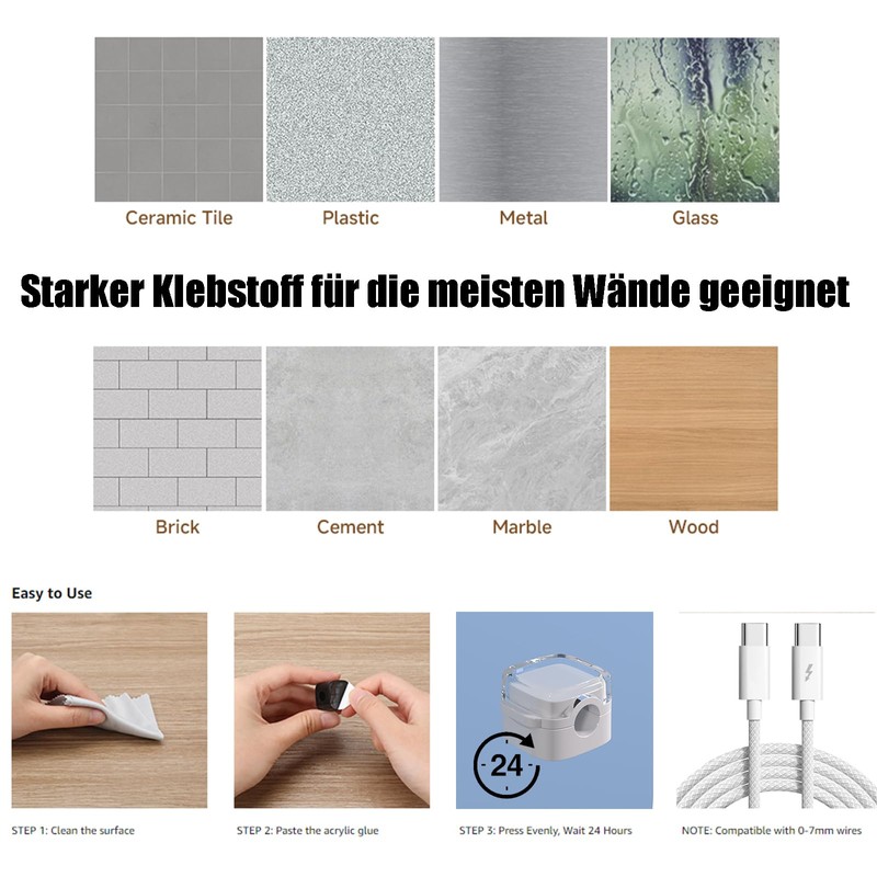 Cable Holder Cable Clips Cable Wall Clamp (White)