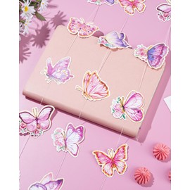 Liobelon 8 Pieces Butterfly Garlands Purple Pink Hanging Butterfly Birthday Party Decorations Butterfly Paper Cutouts Hanging Banner Ceiling Decor for Wedding Home Baby Shower Holiday Party Supplies