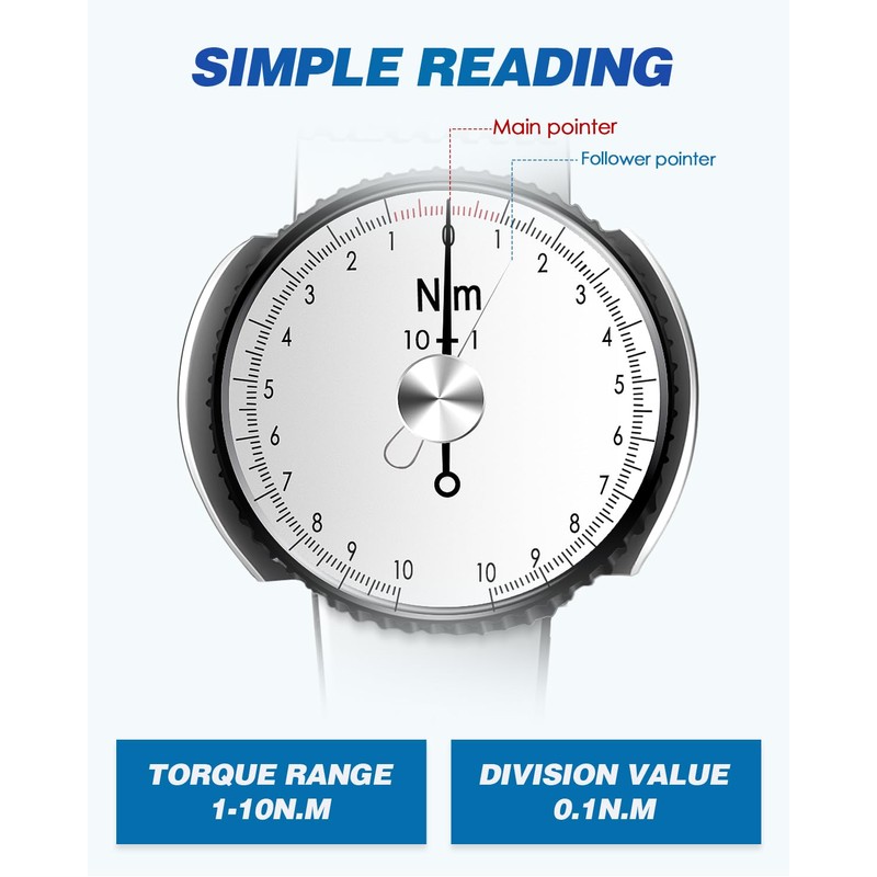 NEWTRY Dial Torque Wrench with Sockets Set (4-14mm), 1-10N.m Dial