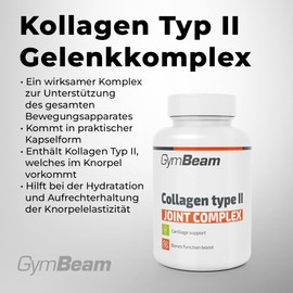 GymBeam Collagen Type II Joint Complex - with Hyaluronic Acid, Vitamin C & Manganese, Collagen Capsules for Cartilage and Joints, High Dose, Laboratory Tested, Vegan-Friendly Capsule Case, 60 Capsules