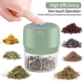 VRUPINZE Electric Herb Grinder, 3.5 Inch Large Grinders for Grinding Dry Fresh Herbs and Spice with Clear Chamber, Portable USB Charge Herb Grinder, Including Clean Brush and Tweezers, Gift Box, Green