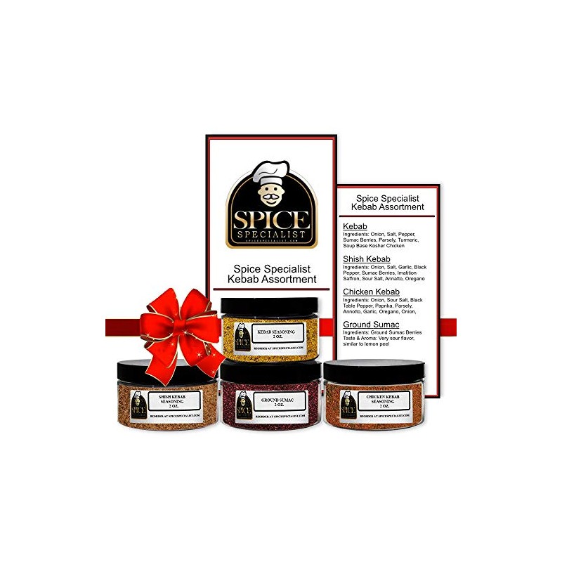 Kebab Assortment - Contains: 4 Assorted Seasonings in Plastic Jars