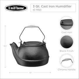 UniFlame, C-1152, 3-Quart Cast Iron Humidifier, Chrome Handle