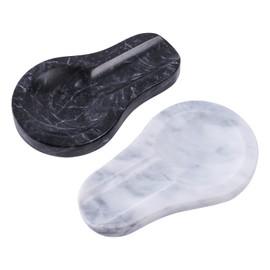 HESHIBI Marble Spoon Rest for Kitchen Stove Countertop, Marble Utensil Holder, Perfect for Spatula, Ladle, Fork (2, Dark Grey,Light Grey, 4 * 6.5)