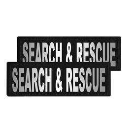Dogline Search and Rescue Vest Patches – Removable Search and Rescue Patch 2-Pack with Reflective Printed Letters for Support Dog Vest Harness Collar or Leash Size C (2" x 6")