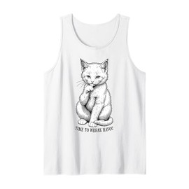 Cute Kitten Time to Wreak Havoc Funny Evil Cat Lover Quote Tank Top