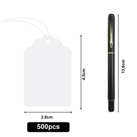 500 pcs Mini Strung Price Tags, White String Price Marker Labels, 28x45 mm Tie on Paper Tags, White Gift Tags Tie on Blank Marking Tags with Elastic Rope Attached Blank for Jewelry Clothing Display