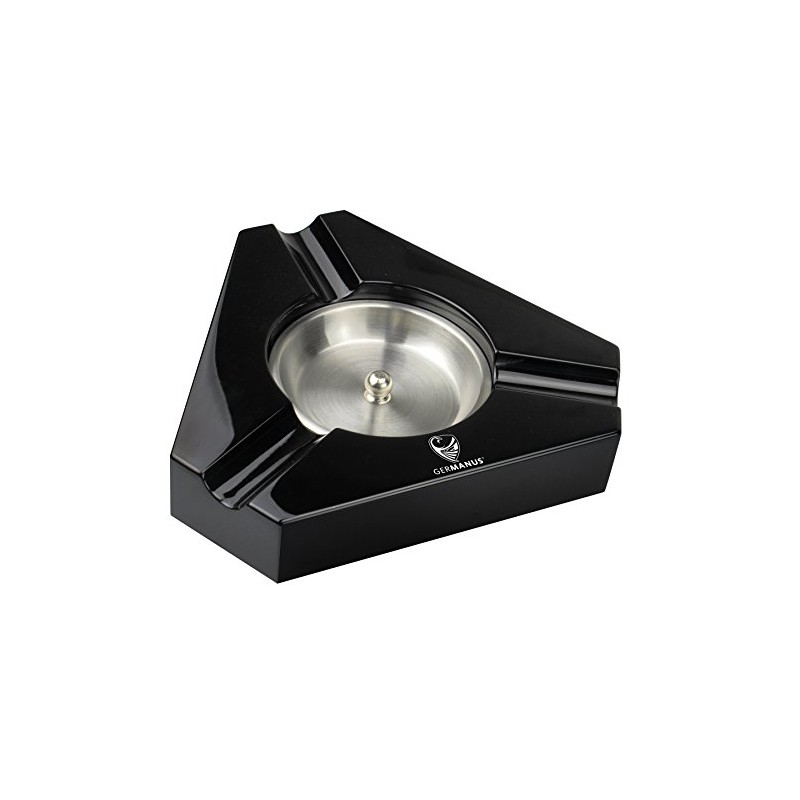 GERMANUS Cigar Ashtray in Black, Wood, with 3 Cigar Holders