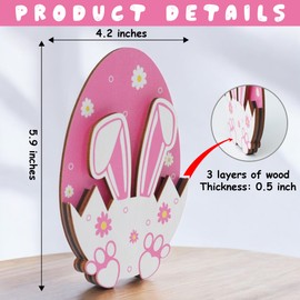 KATINAT Easter Bunny Money Holder Cards, Cash Holder for Basket Stuffers, Egg Wooden Table Decor, Easter Gifts for Toddlers Kids, Basket Stuffers for Teen Girls, Boys (Pink)