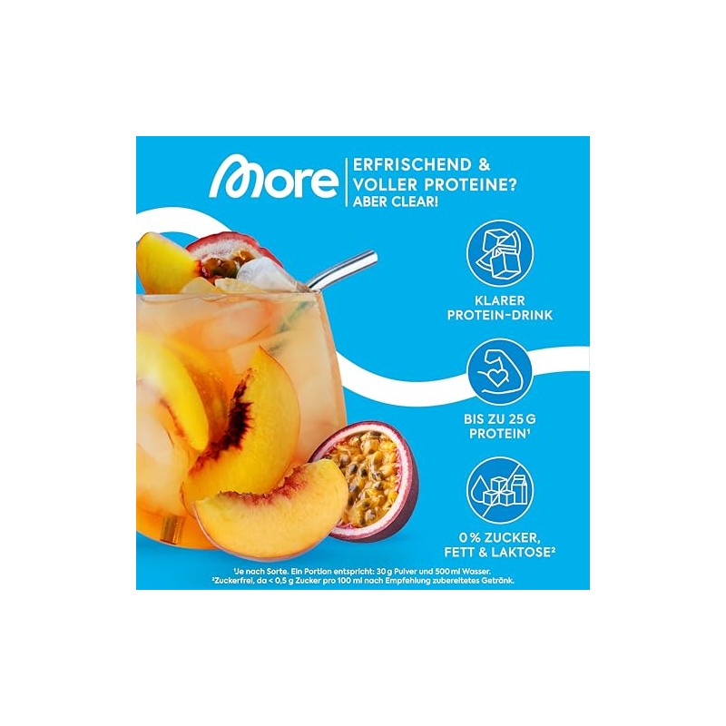 MORE Clear Protein, Peach Passionfruit Ice Tea, 600 g, Protein
