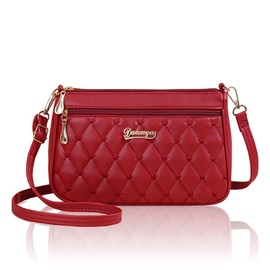 T.Y.ryanryan Women's Pouch, Shoulder Bag, Crossbody Shaped, Heart, Embroidered, PU, red