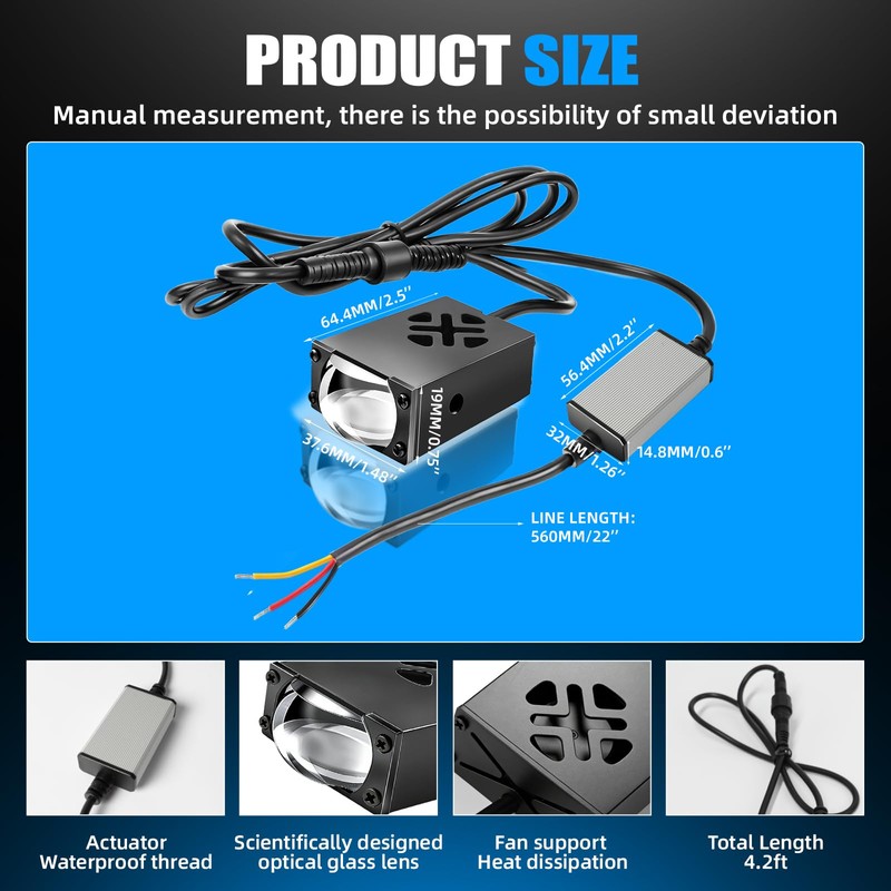 BraveWAY Mini Grill Driving Lights, Projector Fog Lights for Car/Truck/OffRoad/UTV/ATV/Motorcycle,