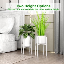 EKNITEY Adjustable Plant Pot Stand: Indoor Outdoor Modern Flower Holder Metal Plant Rack Organizer Planter Stand for Garden Patio Corner Bathroom Living Room Balcony Home Office (White)