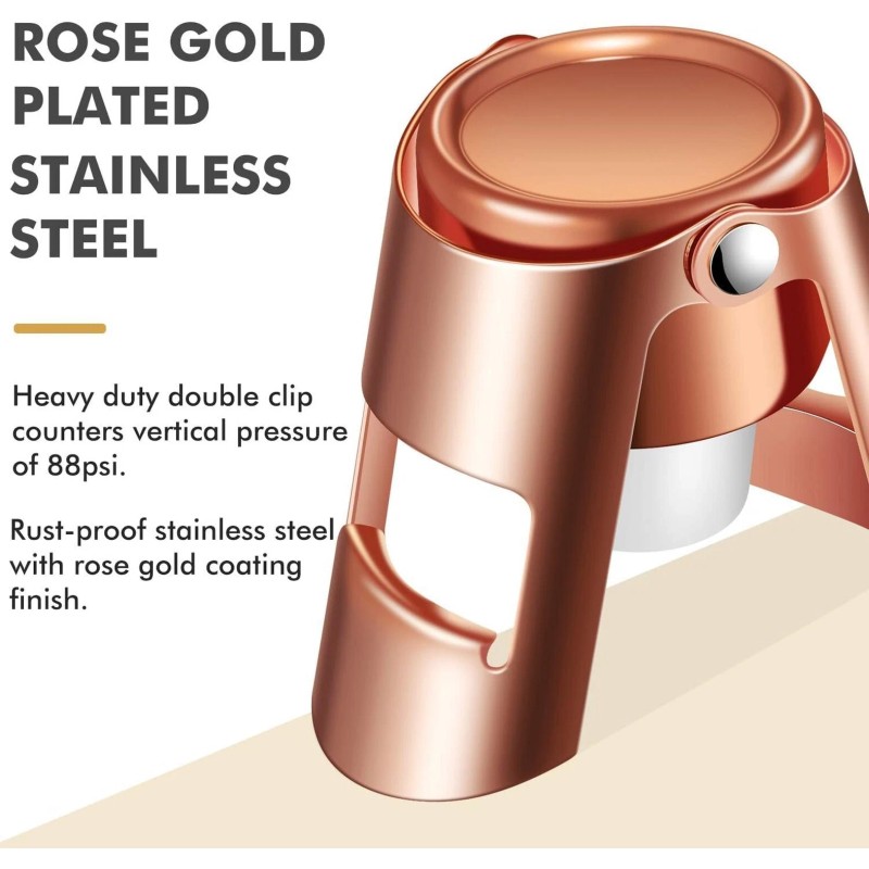 HYZ Champagne Stoppers 3-Pack, Stainless Steel Sparkling Wine Bottle Stopper