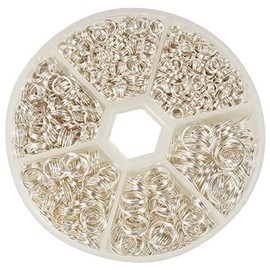 PandaHall Elite 1 Box Iron Double Jump Ring Split Rings 4-10mm in Diameter Silver Color for Jewelry Making