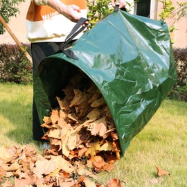 Gardzen 2-Pack Large Yard Dustpan-Type PE Garden Bag for Collecting Leaves - Reuseable Heavy Duty Gardening Bags, Lawn Pool Garden Leaf Waste Bag - 53 Gallon Per Bag, Come with Gloves