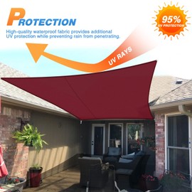 TANG Sunshades Depot 6'x17' Rectanlge Waterproof Knitted Shade Sail with 8 inch Hardware Kit Curved Edge Red U*V Block Pergola Carport Canopy Awning Customize Available
