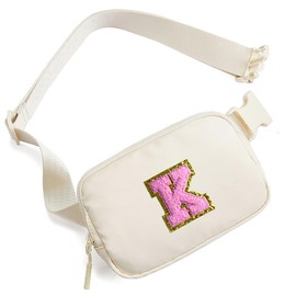 10 year old girl birthday gifts, Initial Fanny Pack Belt Bag for Teen Girls-,Bracelet, Keychain & Sunglasses (K)