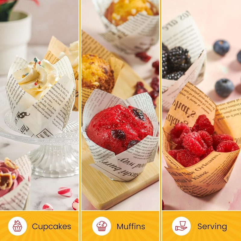 YJSPARKK 200 PCS Tulip Cupcake Liners,Premium Parchment Paper Greaseproof Muffin