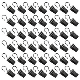 100PCS Stainless Steel Metal Clips with Hook for Curtain, Photos, Art Craft Hanger Hanging Clips Home Decoration, Black